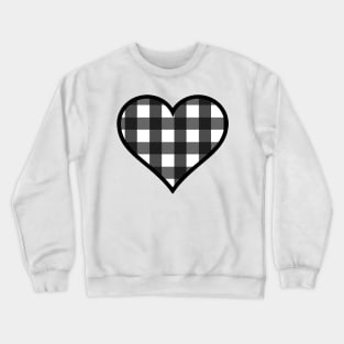 Black and White Buffalo Plaid Heart Crewneck Sweatshirt